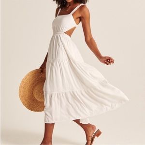 Abercrombie White Scrunchie Strap Cutout Midi sz S